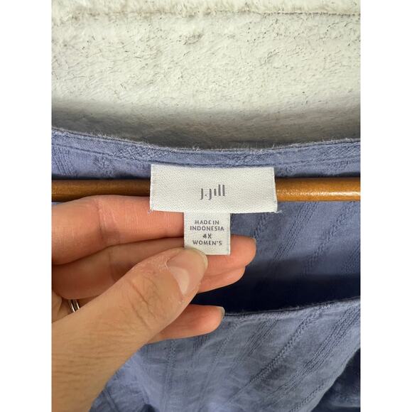 J. Jill Women's Relaxed Fit Slub Tunic Shirt 3/4 Sleeve Blue Size 4X Plus - Picture 2 of 5